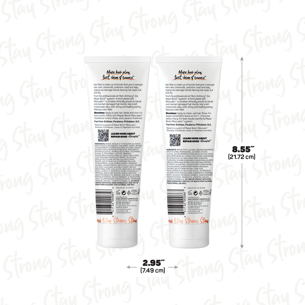 Marc Anthony shampoo and conditioner on shower shelf suggesting daily routine convenience