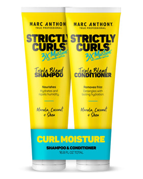 Marc Anthony front packaging showing shampoo and conditioner for visible curl care benefits