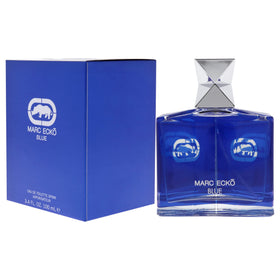 Marc Ecko Blue bottle on bathroom counter in lifestyle scene, suggesting everyday freshness