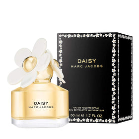 Marc Jacobs Daisy cap close-up with white daisies highlighting playful design