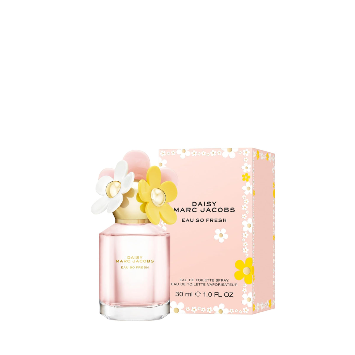 Marc Jacobs bottle in travel flatlay emphasizing compact, travel-ready benefit