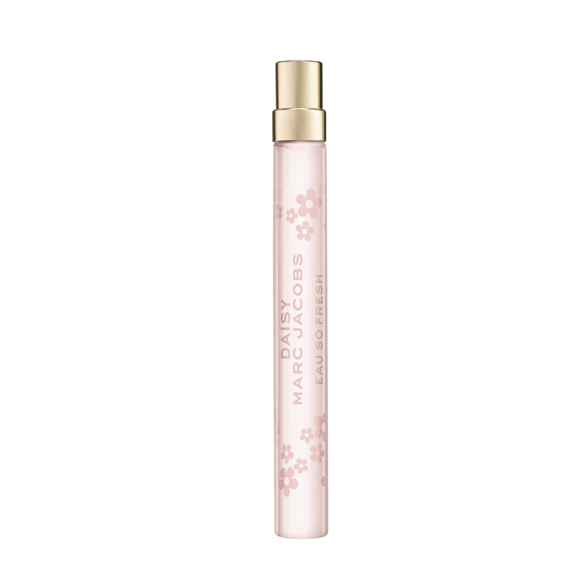 Marc Jacobs bottle front view showing Daisy Eau So Fresh travel spray, portable convenience