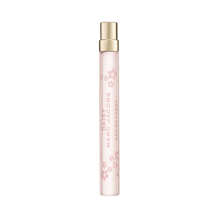 Marc Jacobs bottle front view showing Daisy Eau So Fresh travel spray, portable convenience