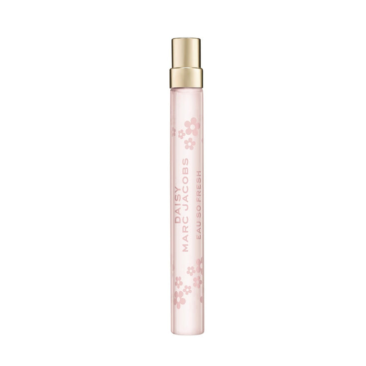 Marc Jacobs bottle front view showing Daisy Eau So Fresh travel spray, portable convenience