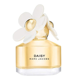 Marc Jacobs Daisy front bottle view showing elegant glass and bright appeal