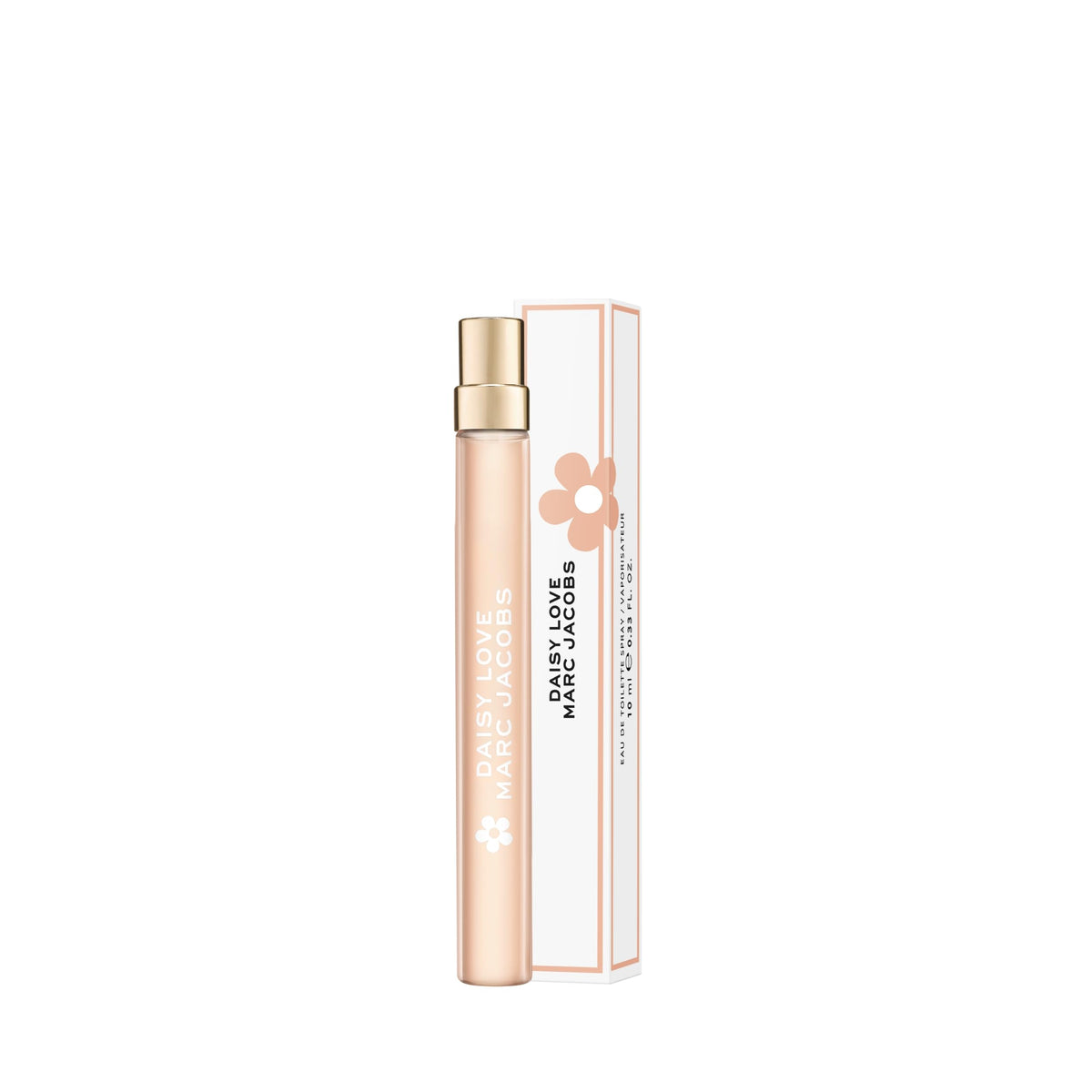 Marc Jacobs Daisy Love placed on a travel bag in a lifestyle shot benefit: ideal travel companion