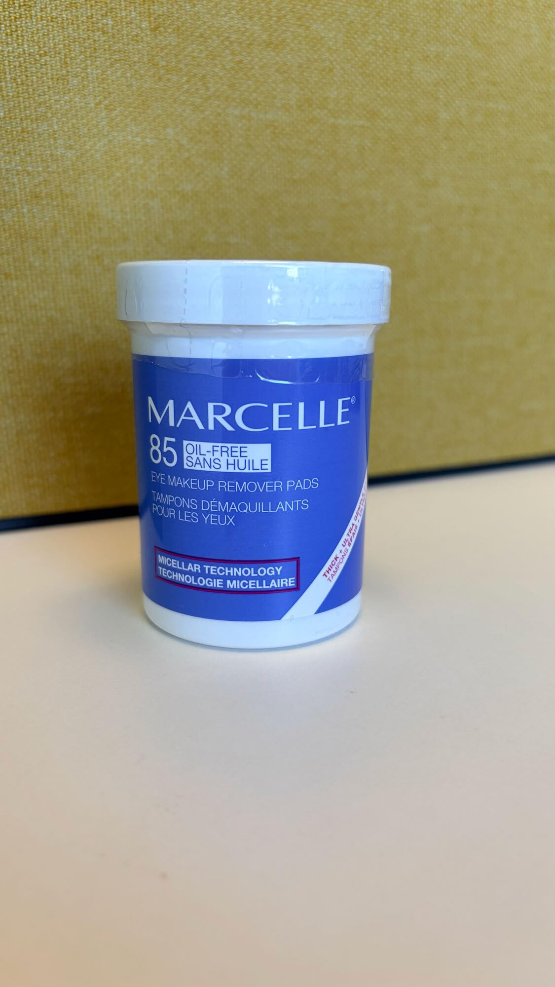 MARCELLE pack label close-up showing hypoallergenic and cruelty-free benefits
