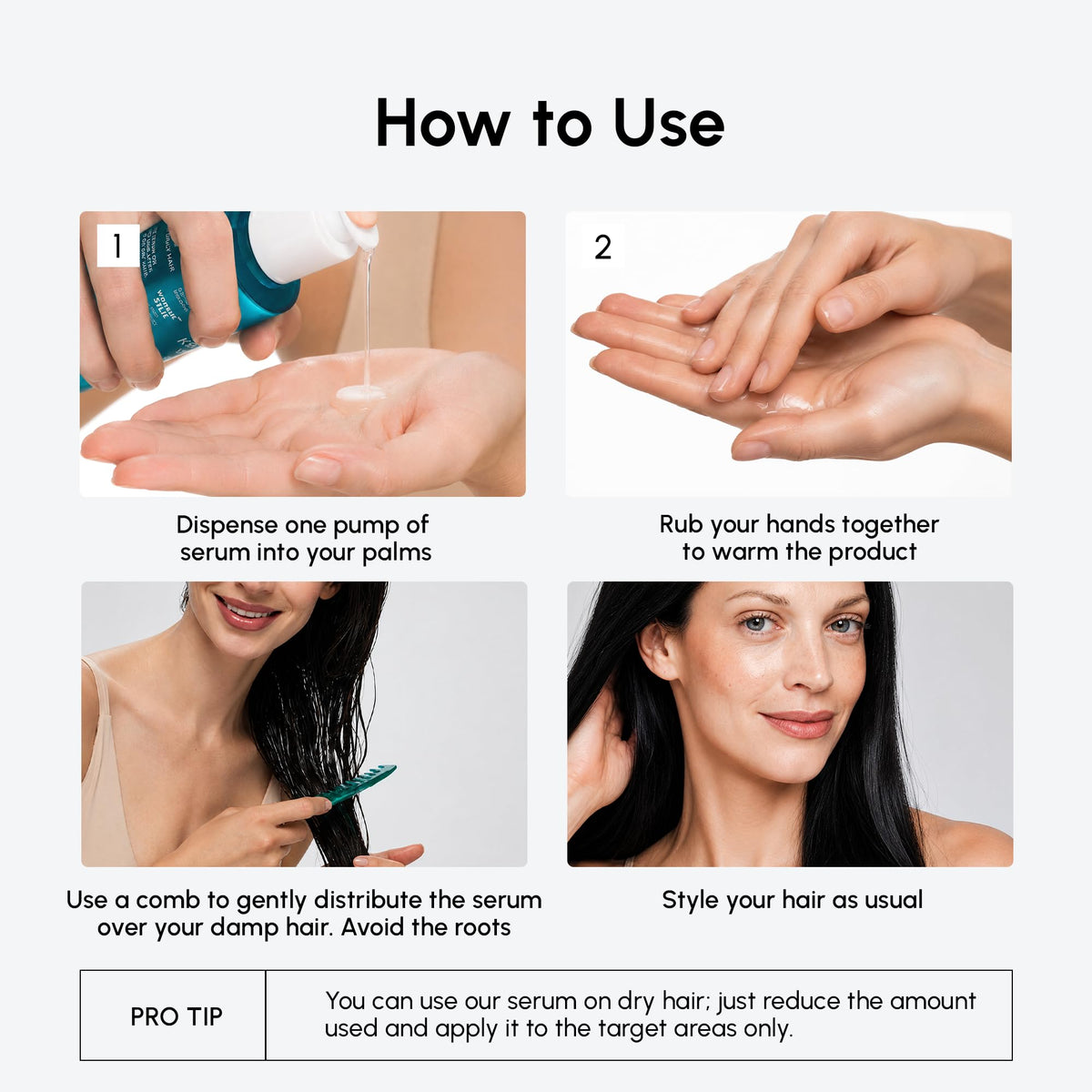 MAREE applying oil to damp hair to reduce frizz and lock moisture