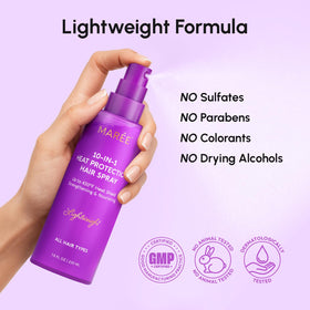 MAREE bottle on bathroom counter styled with styling tools for daily routine