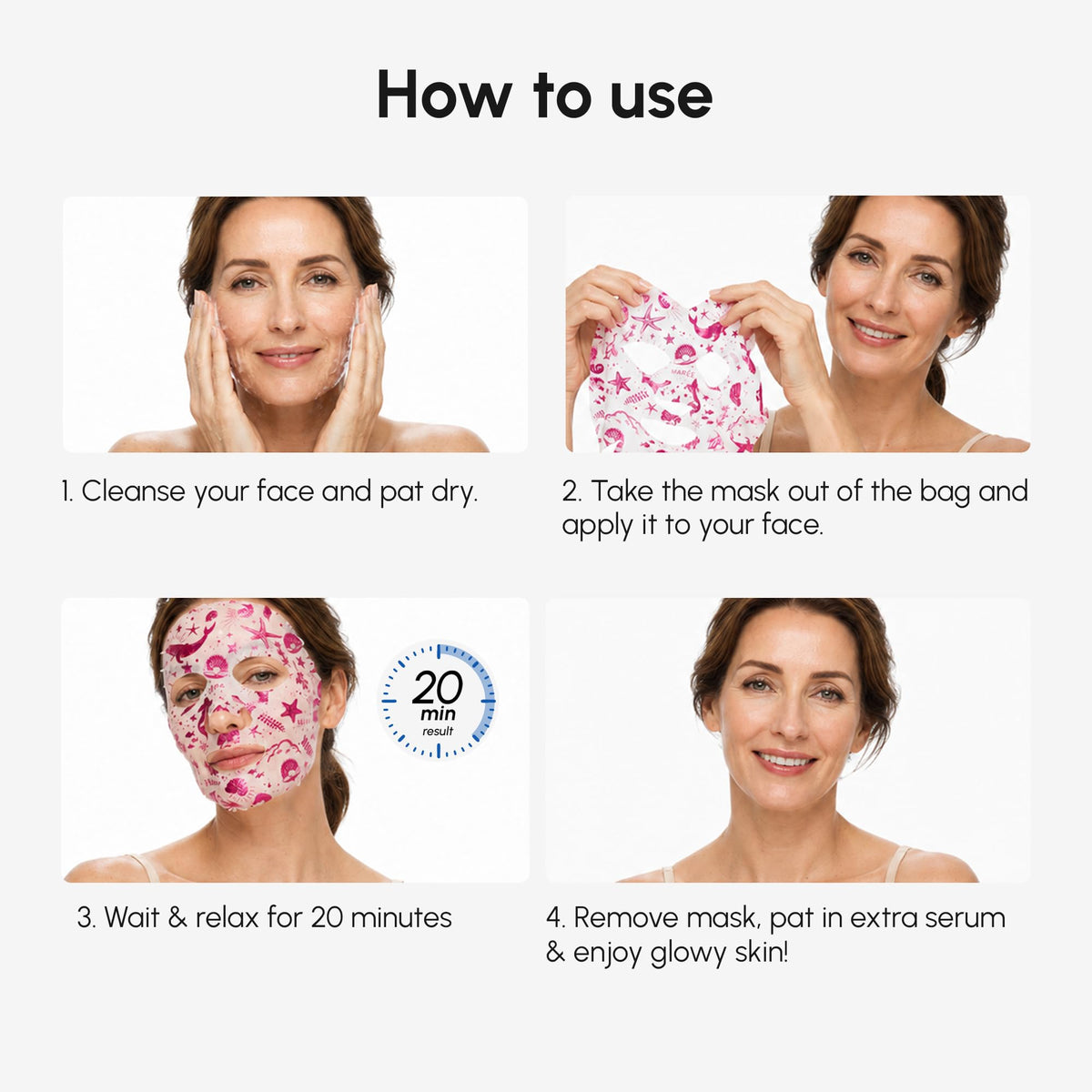 MAREE mask in bathroom spa setting conveying relaxing self-care atmosphere