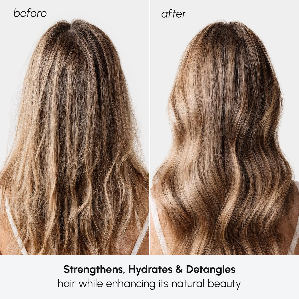 MAREE before and after shine comparison showing improved gloss
