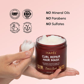 MAREE beige jar in bathroom lifestyle showing salon-quality benefit