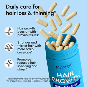 MAREE bottle with natural ingredient flatlay emphasizing nourishing formula