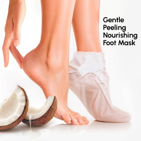 MAREE opened foot mask sock with visible moisturizing serum for easy application