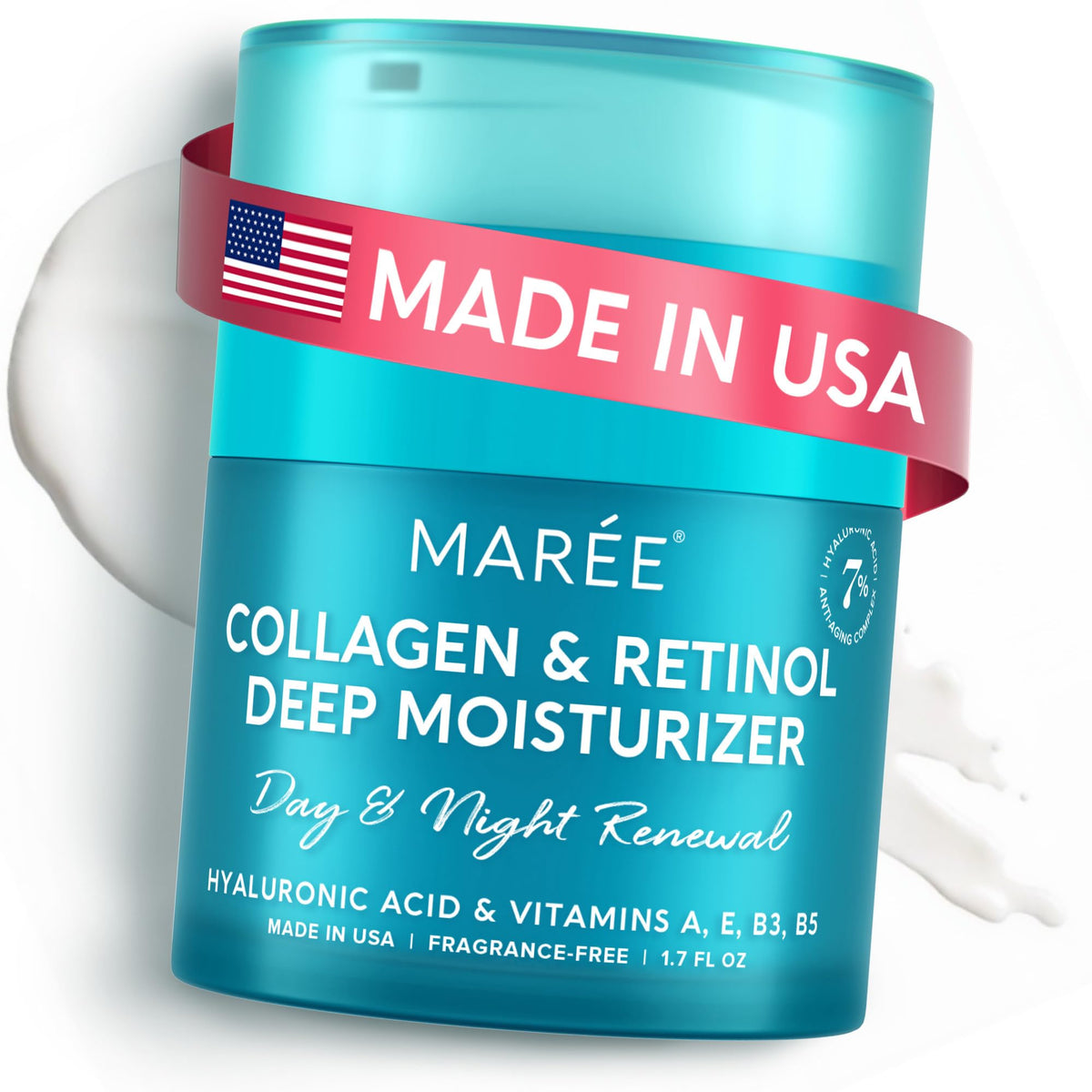 MAREE front jar of face moisturizer showing clean packaging and daily use benefit