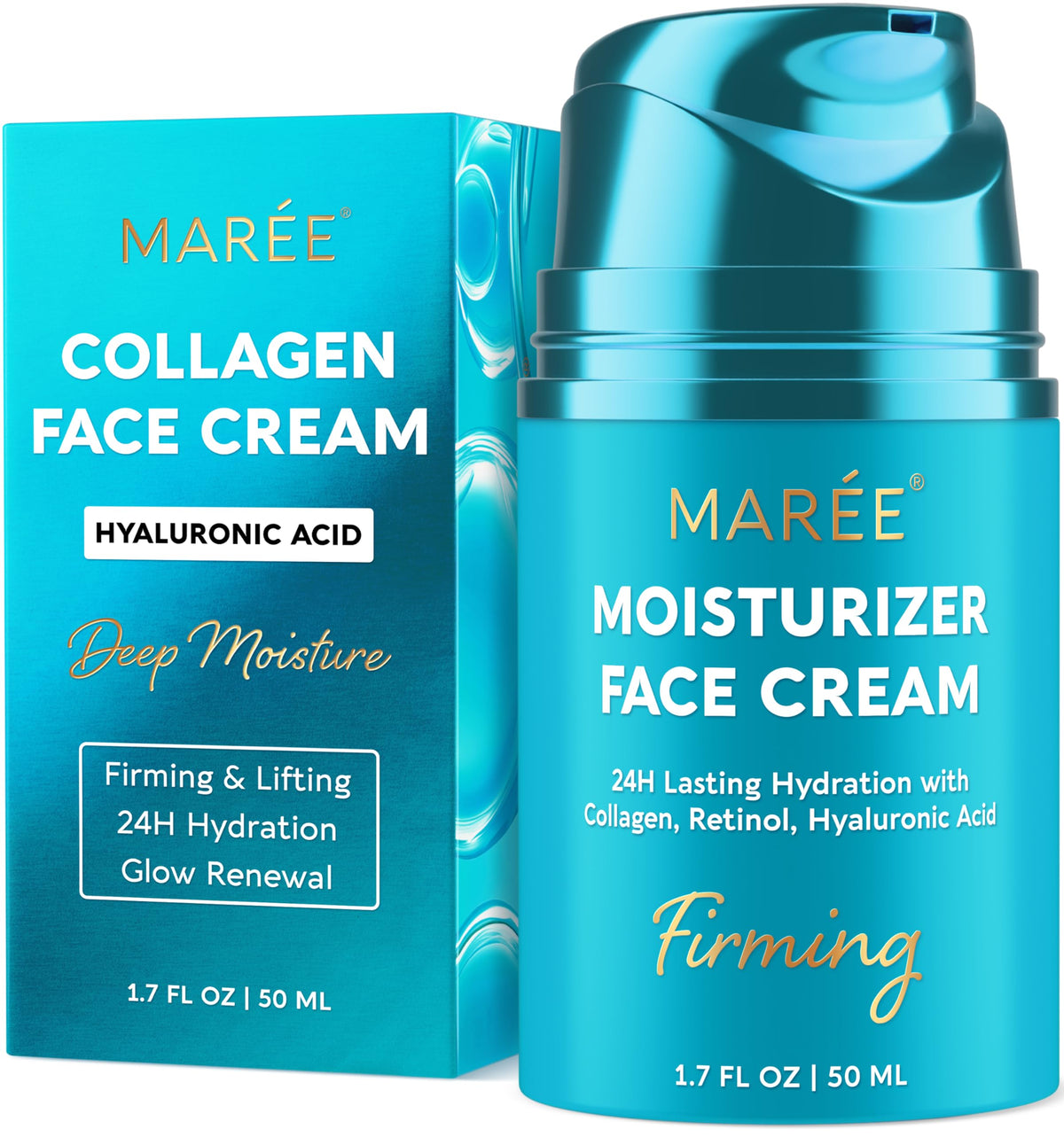 MAREE front jar view showing sleek packaging and clear product benefits
