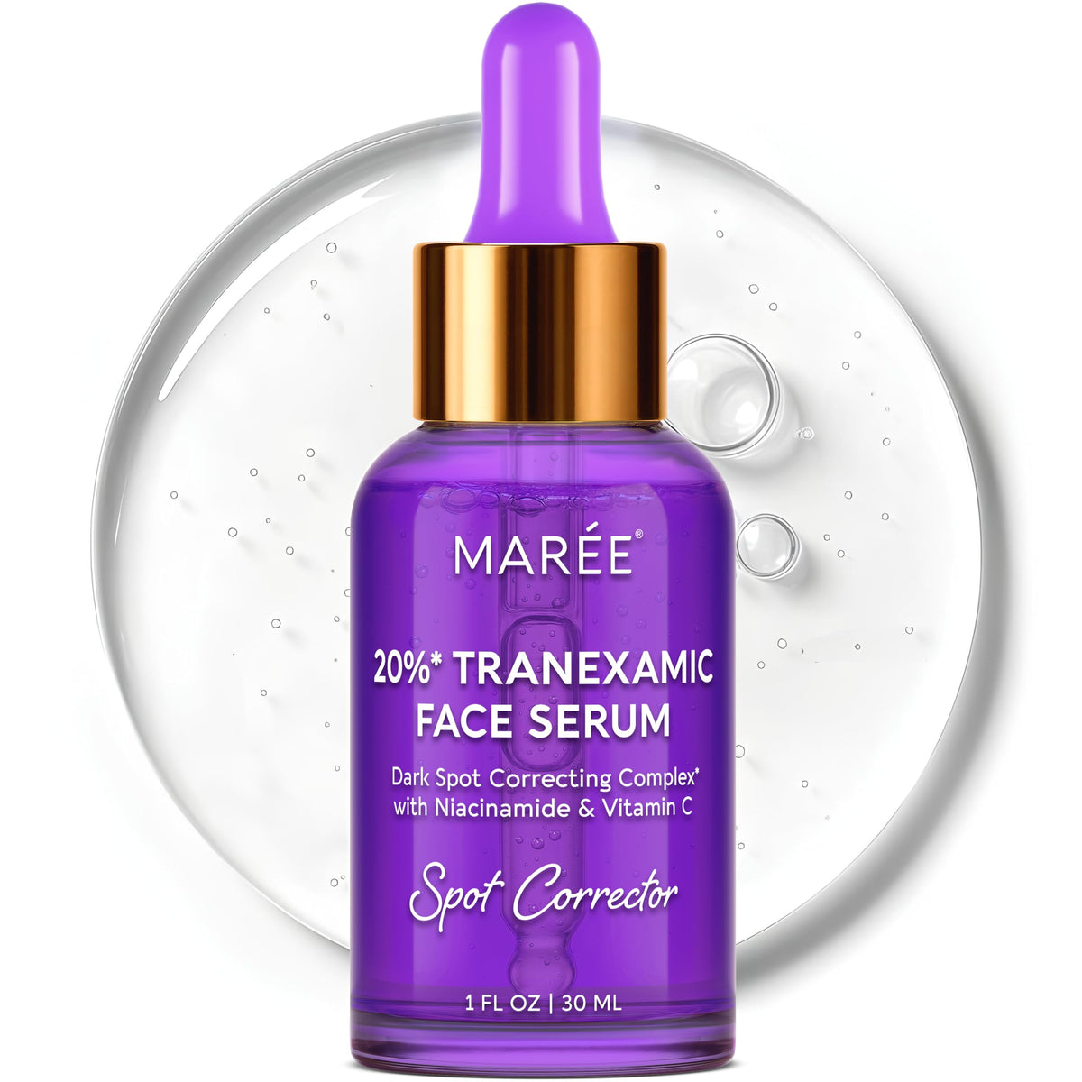 MAREE front packaging showing 20% tranexamic acid strength and benefits