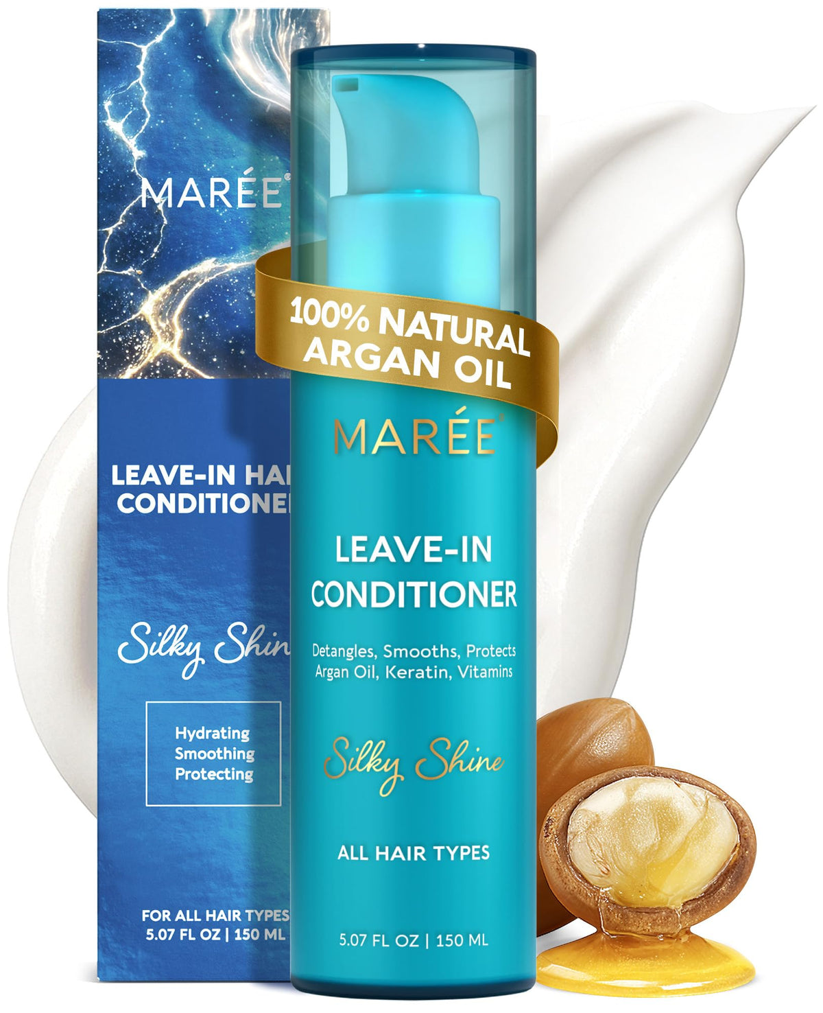 MAREE front bottle showing branding and glossy finish benefit