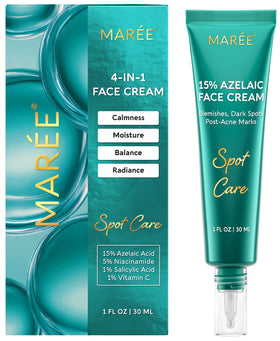 MAREE front packaging showing 15% azelaic acid cream for even tone