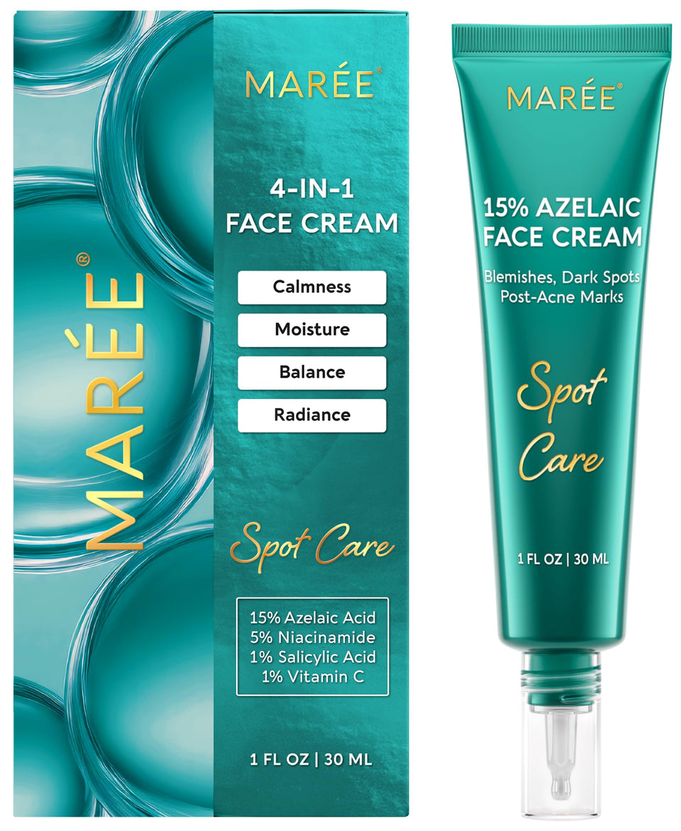 MAREE front packaging showing 15% azelaic acid cream for even tone