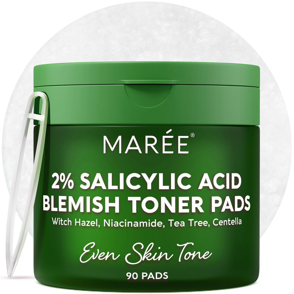 MAREE front packaging jar showing pads and benefits of daily toning