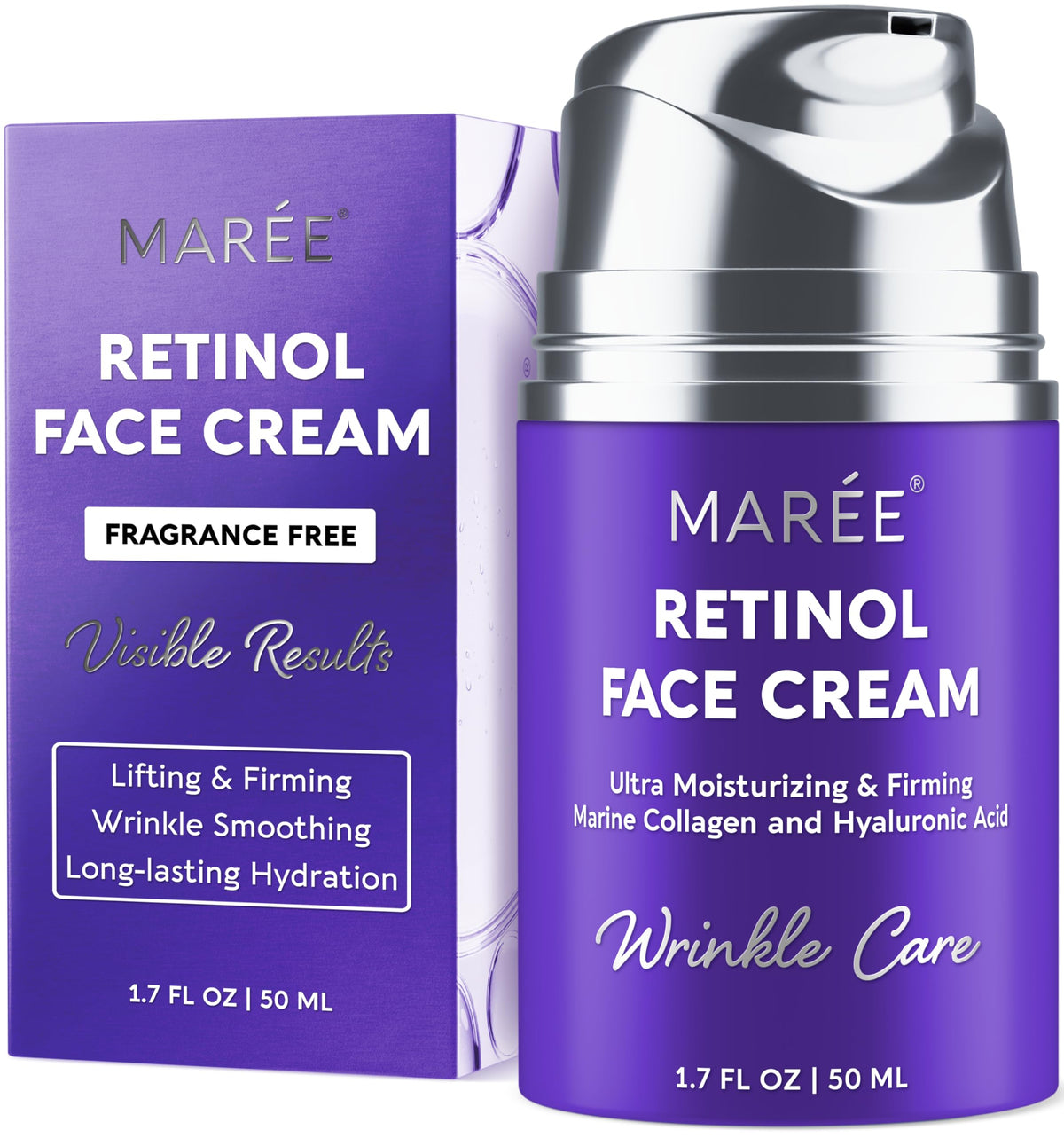 MAREE front packaging showing tinted retinol moisturizer benefits