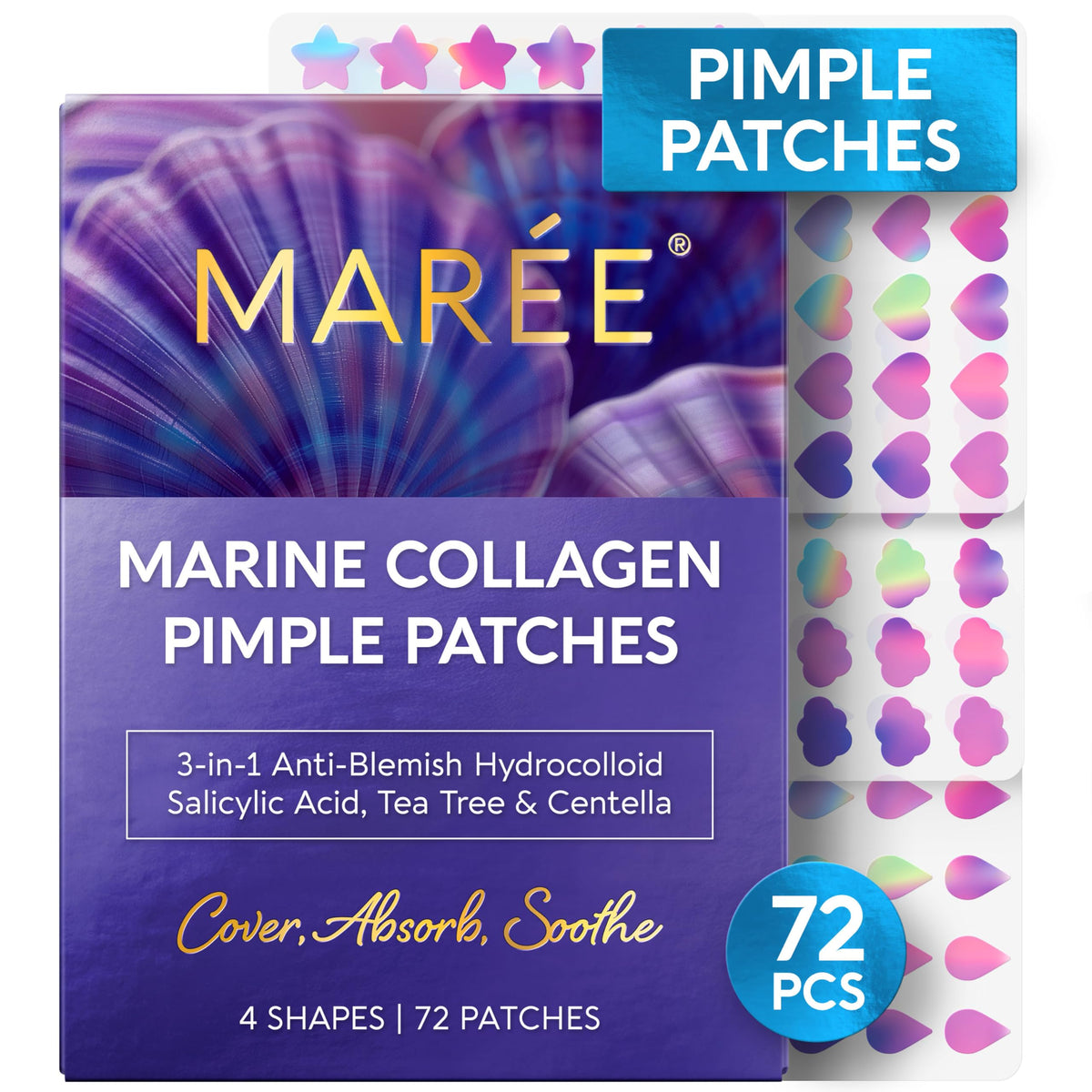 MAREE front packaging showing star patches and quantity benefit