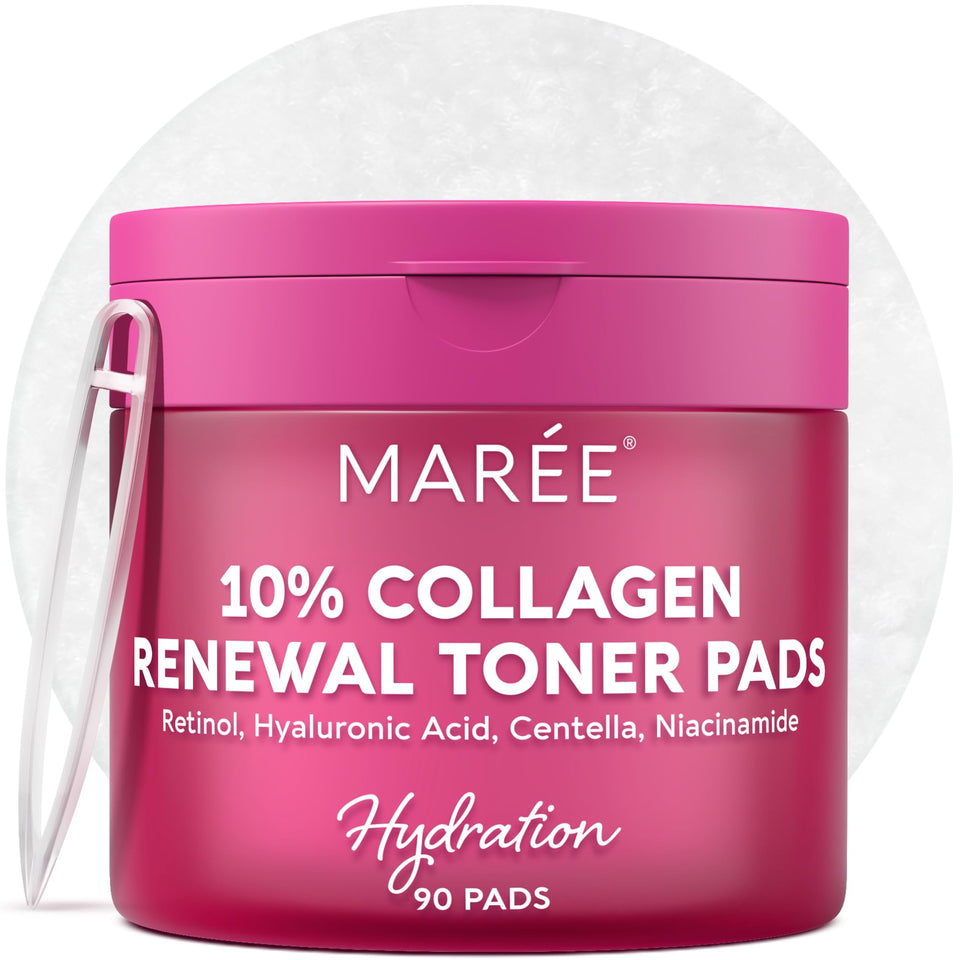 MAREE front packaging of toner pads showing brand and purpose, convenient and travel-ready