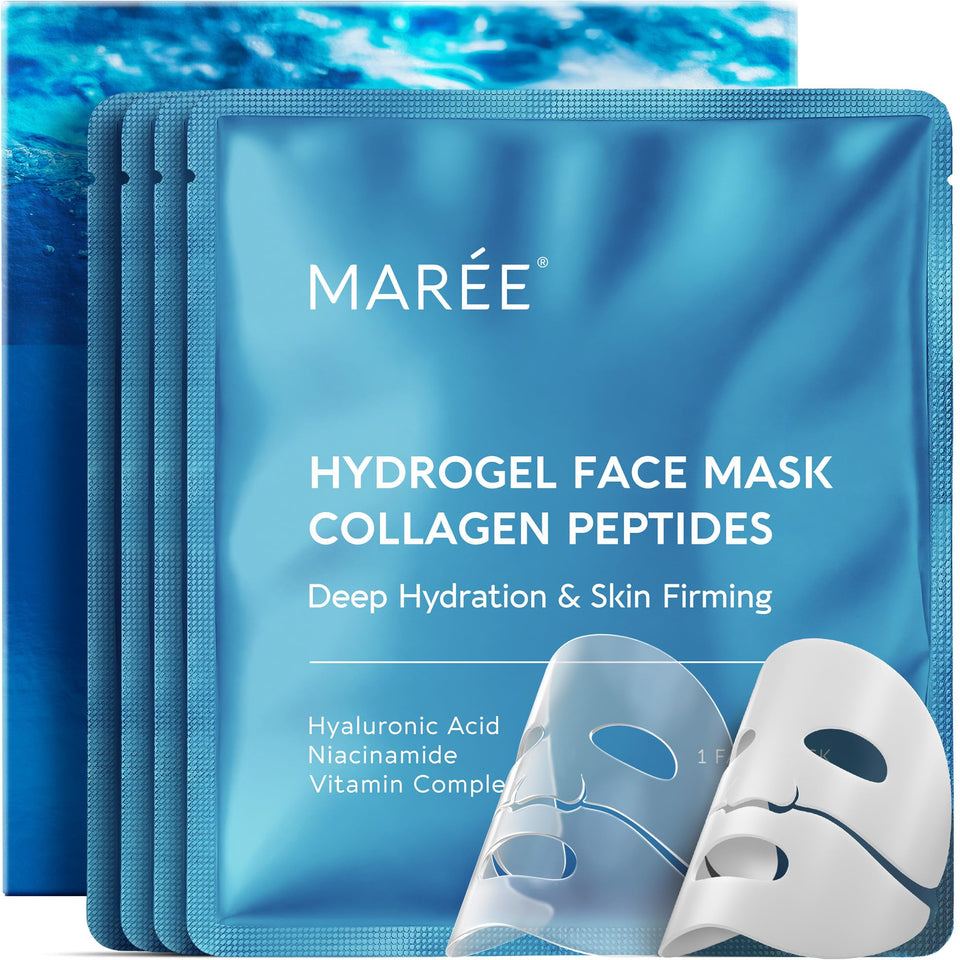MAREE front packaging showing 4-mask hydrating set and benefits