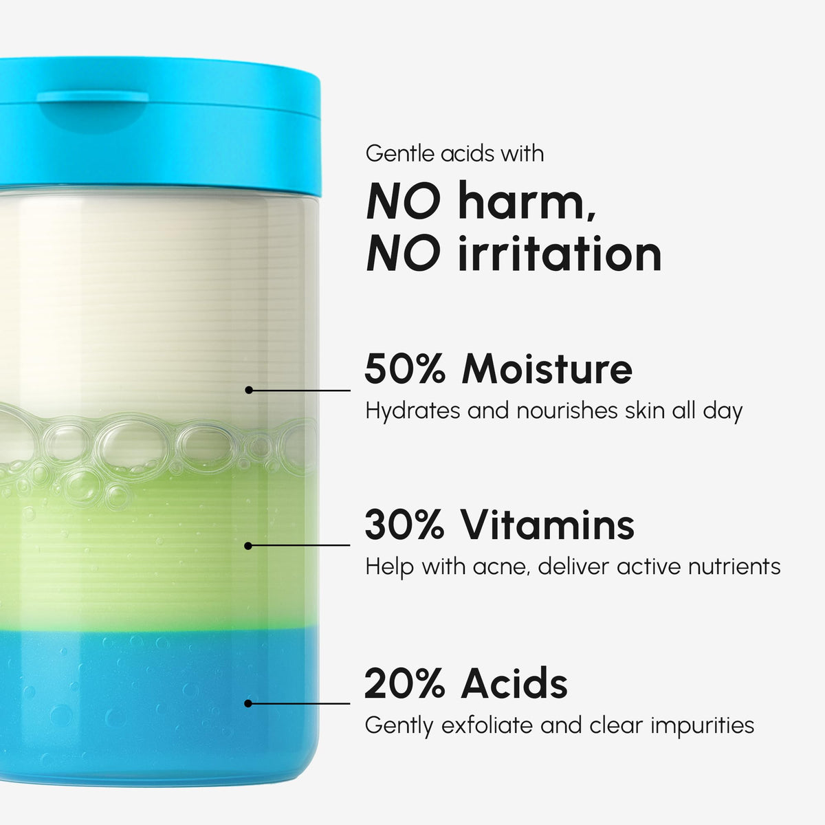 MAREE ingredient list label highlighting acids and vitamins for ingredient transparency