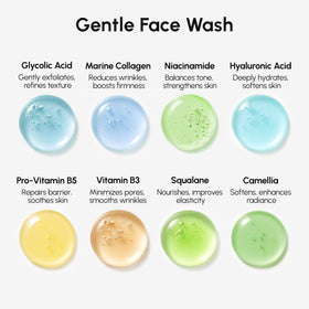 MAREE ingredients label highlighting glycolic acid and marine collagen benefits