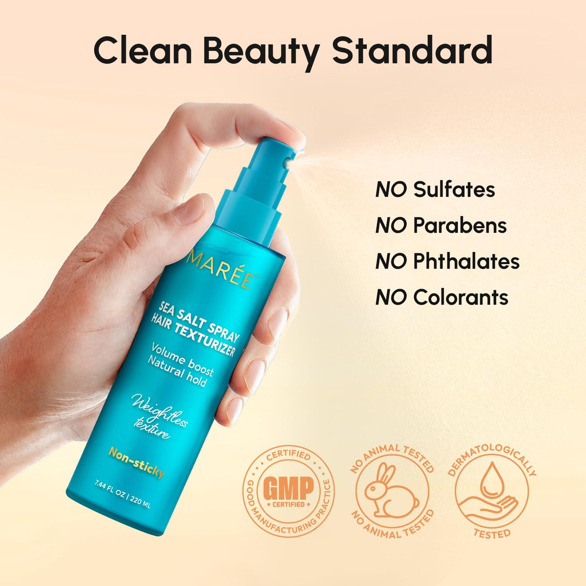 MAREE label and ingredients list emphasizing silicone-free formula