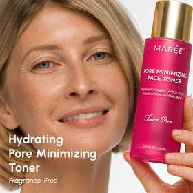 MAREE label close-up highlighting key actives for clearer, balanced skin
