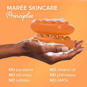 MAREE soap bars styled in shower showcasing brightening daily ritual