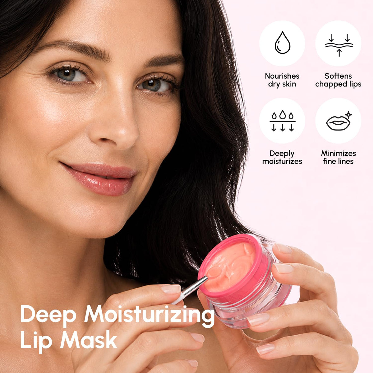 MAREE applying lip mask to lips for deep repair and soothing comfort