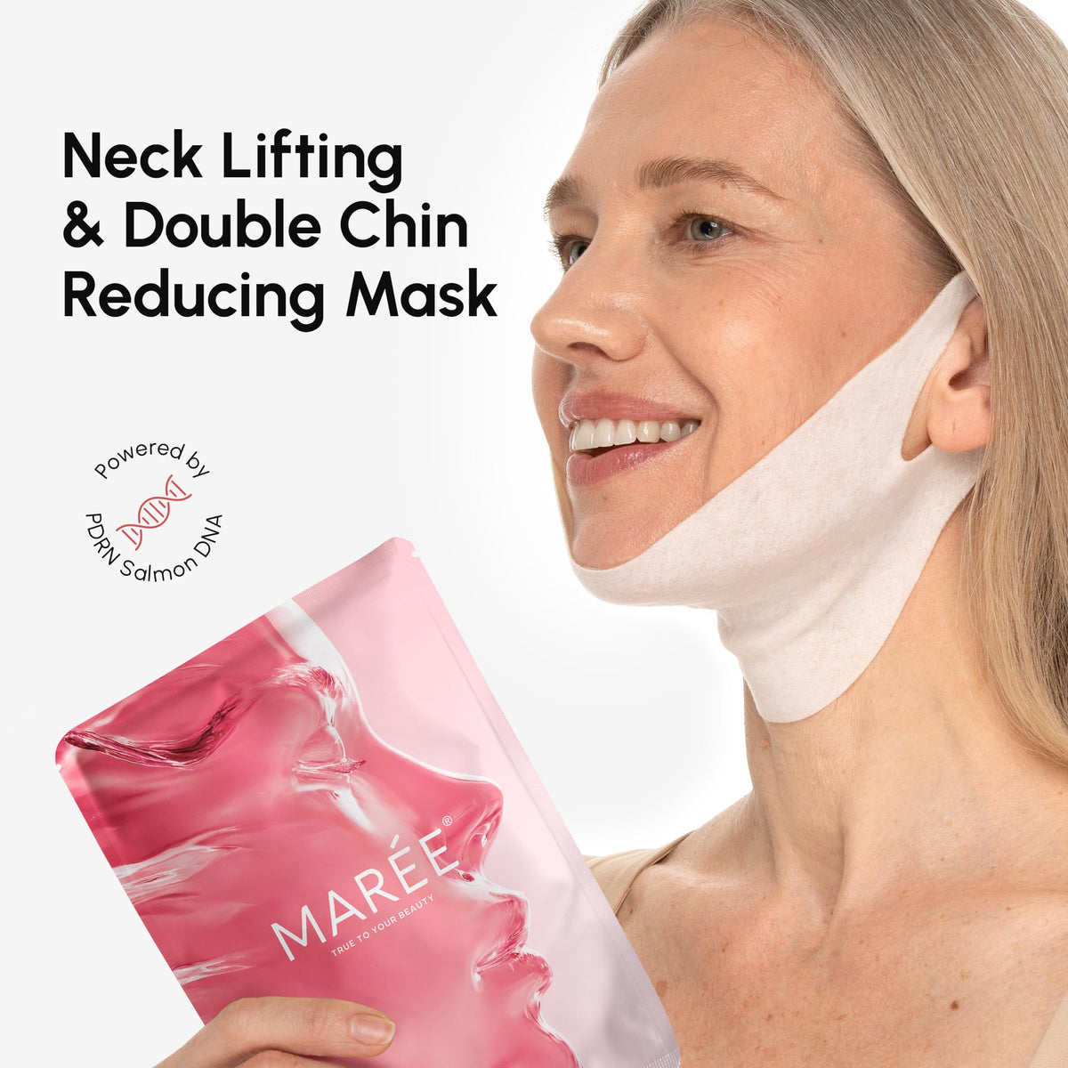 MAREE mask flat lay displaying shape and full coverage benefit