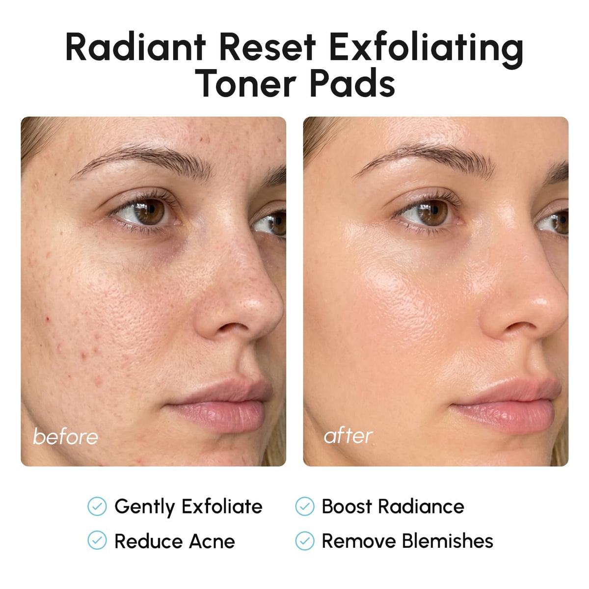 MAREE pad in use wiping face demonstrating quick exfoliation