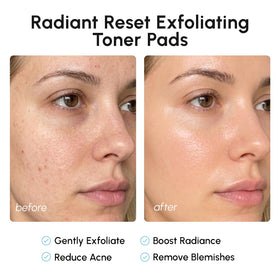 MAREE pad in use wiping face demonstrating quick exfoliation