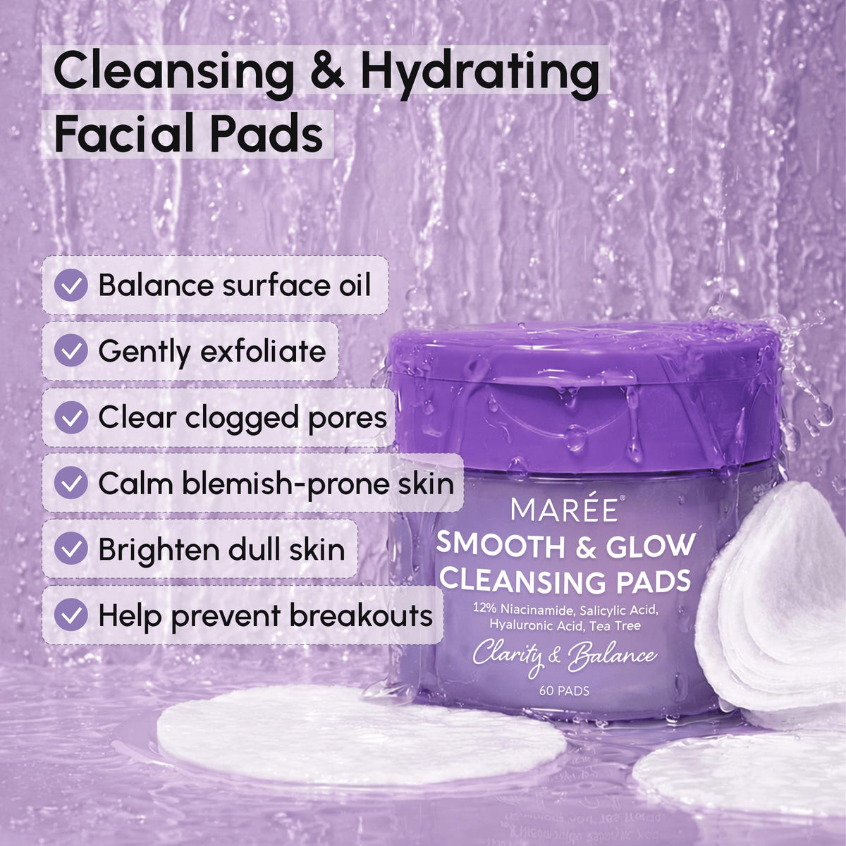 MAREE pad soaked with solution highlighting active ingredients