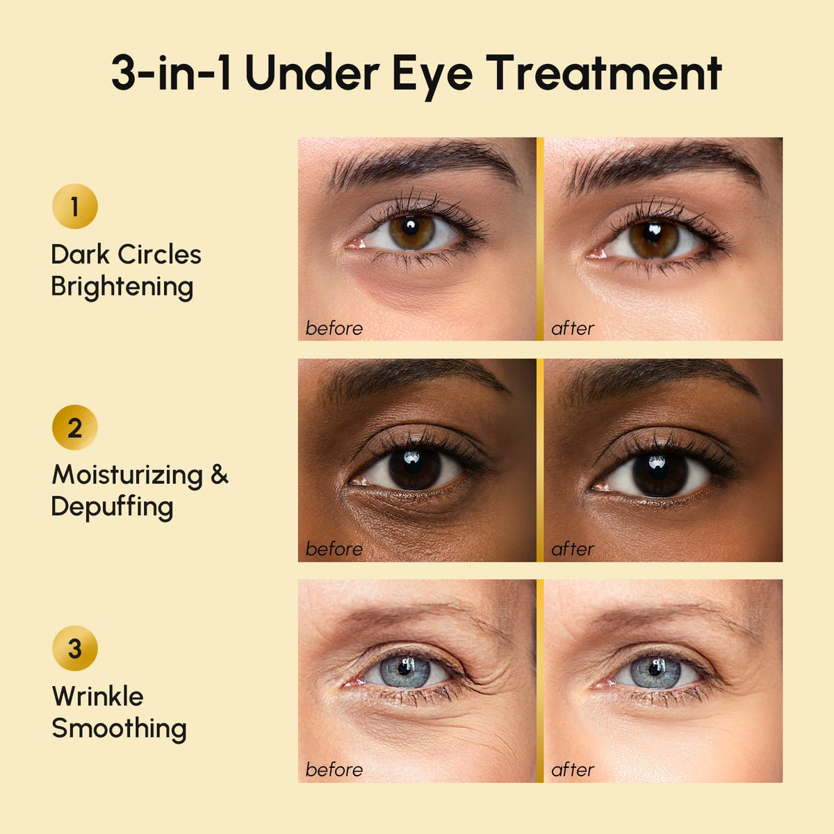 MAREE patch applied under eye showing instant depuffing effect