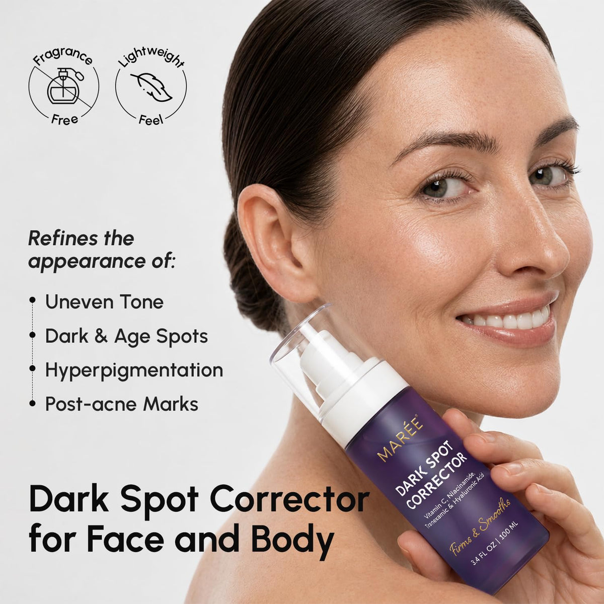 MAREE pipette dispensing serum drop for precise dark spot application