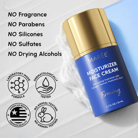 MAREE natural ingredients display of shea, squalane and hyaluronic acids