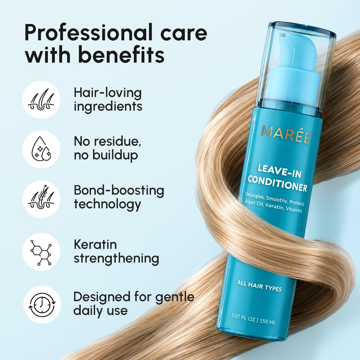 MAREE finished hairstyle in lifestyle scene showing salon-like shine
