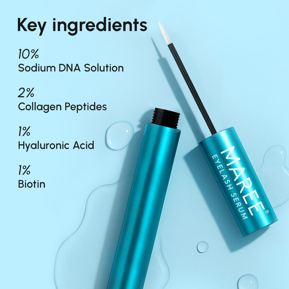 MAREE serum droplet on skin highlighting hydration from hyaluronic acid