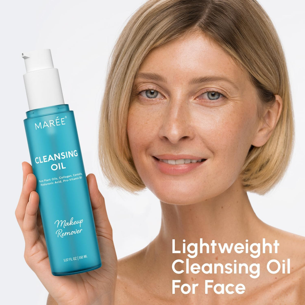 MAREE texture on hand from pump demonstrating light oil consistency and easy spread