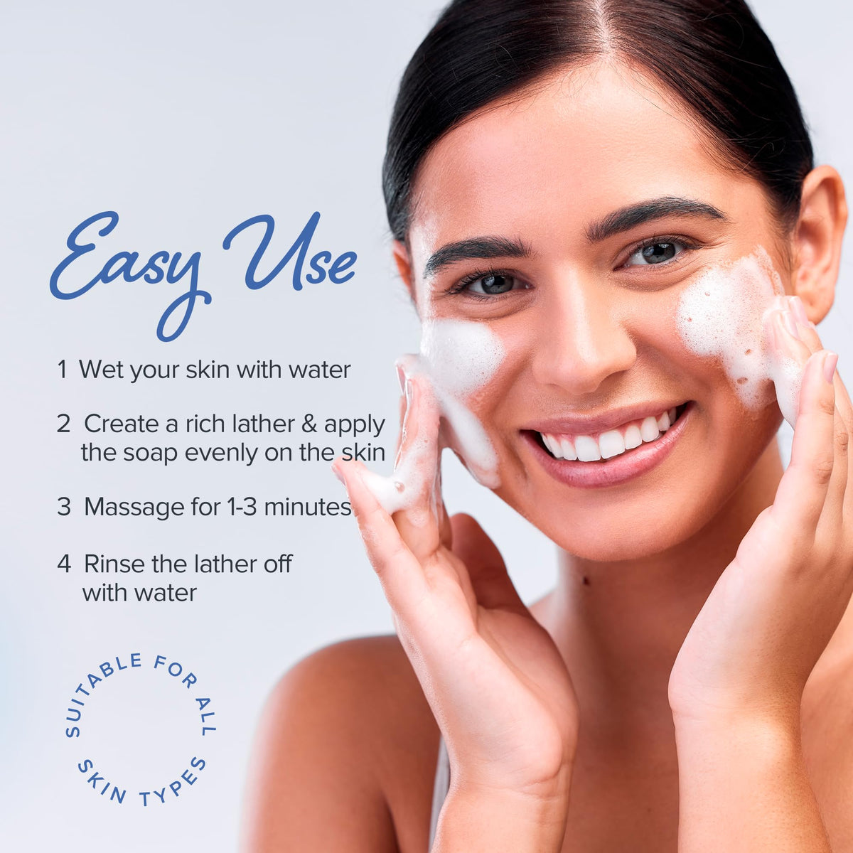 MAREE applying soap underarm to brighten and smooth delicate skin
