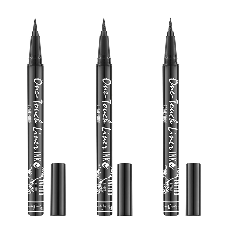 MARIA AYORA front packaging showing three classic black eyeliner pens and quick-dry benefit