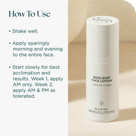 Marini SkinSolutions bottle placed on bathroom counter to show daily routine benefit