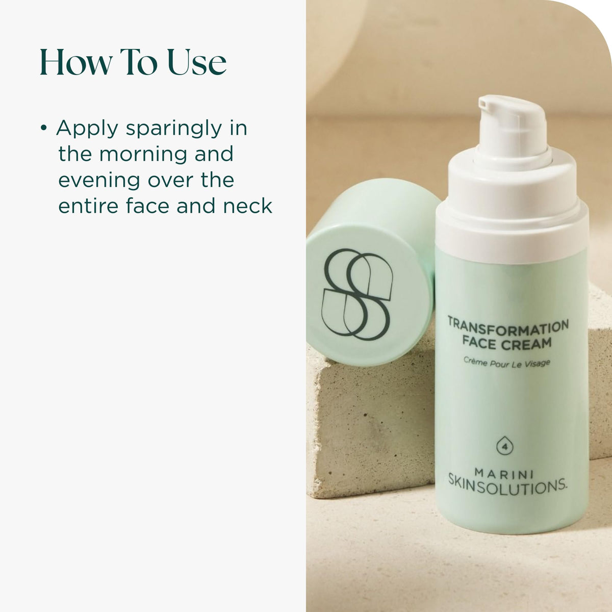 Marini SkinSolutions cream being applied to hand demonstrating quick absorption