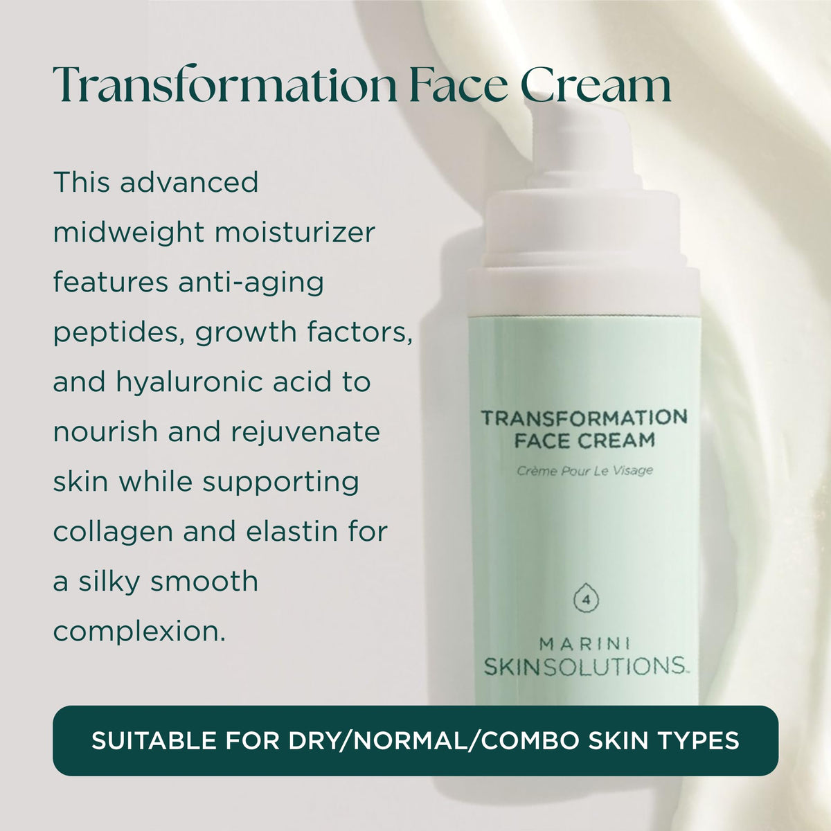 Marini SkinSolutions cream texture close-up revealing lightweight hydration